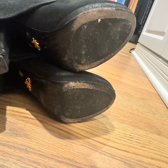 Prada Black Fold-Over Ankle Heeled Boots with Gold Buckle - Picture 10 of 10